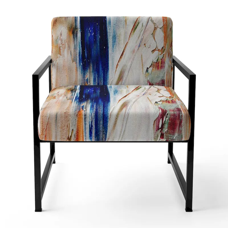 Designart Colorful Abstract Painting Strokes II Upholstered Modern Accent Chair and Arm Chair-13