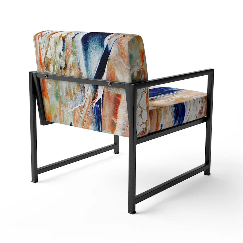 Designart Colorful Abstract Painting Strokes II Upholstered Modern Accent Chair and Arm Chair-14