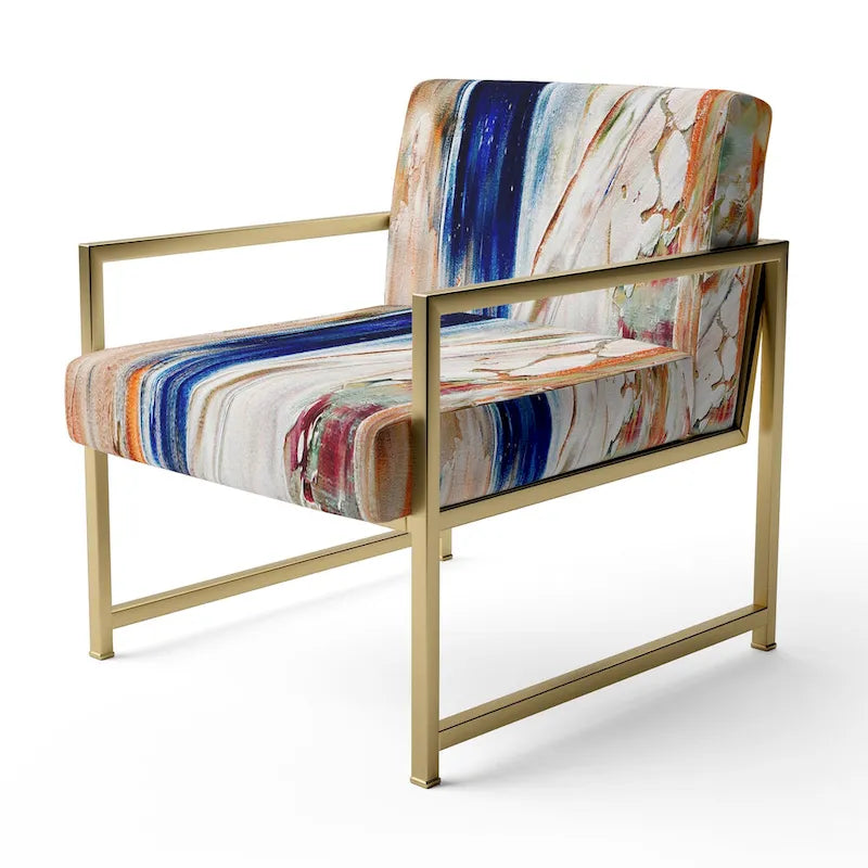 Designart Colorful Abstract Painting Strokes II Upholstered Modern Accent Chair and Arm Chair-17