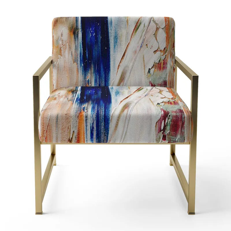 Designart Colorful Abstract Painting Strokes II Upholstered Modern Accent Chair and Arm Chair-18