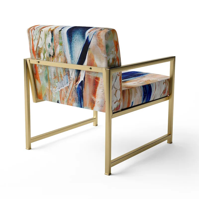 Designart Colorful Abstract Painting Strokes II Upholstered Modern Accent Chair and Arm Chair-19