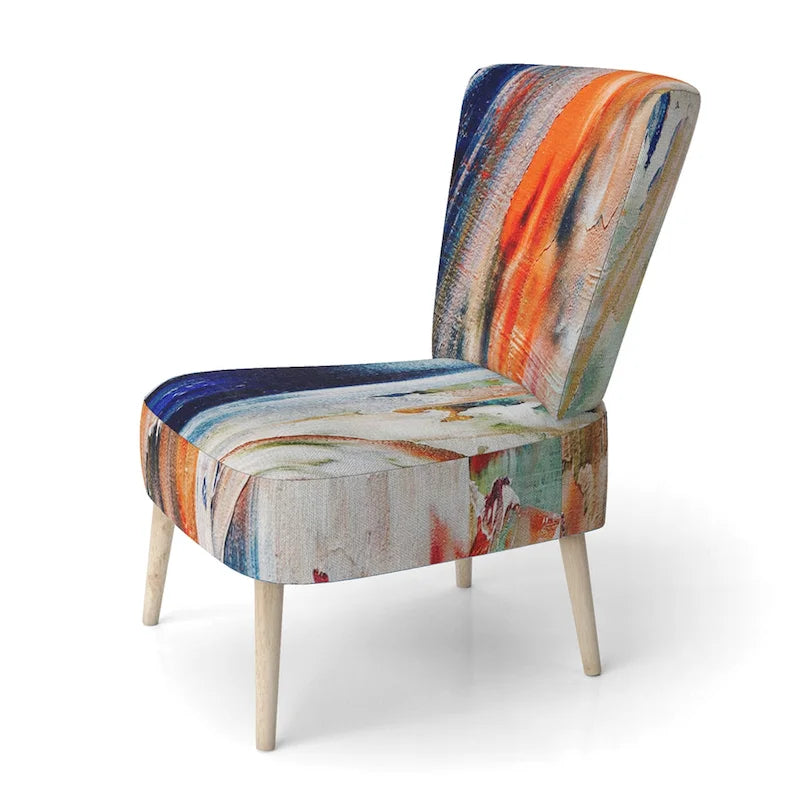 Designart Colorful Abstract Painting Strokes II Upholstered Modern Accent Chair and Arm Chair-20