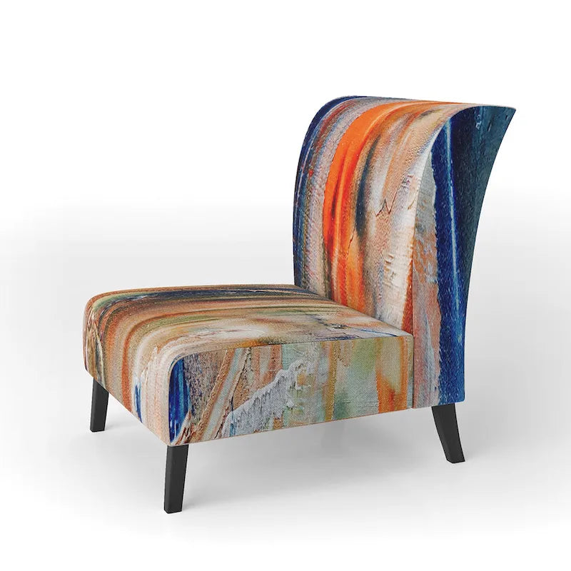 Designart Colorful Abstract Painting Strokes II Upholstered Modern Accent Chair and Arm Chair-23
