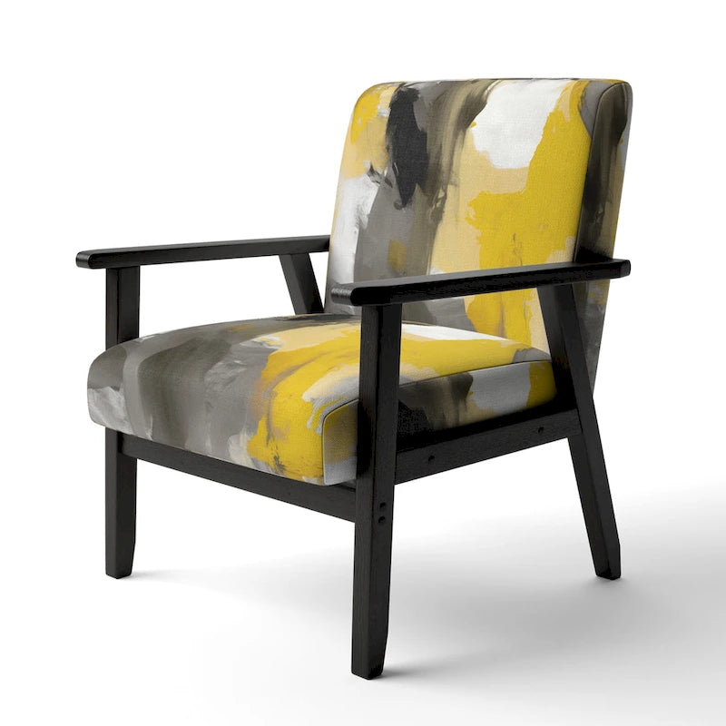 Designart Mustard Yellow And Vivid Gray II Upholstered Abstract Accent Chair and Modern & Contemporary Arm Chair-9