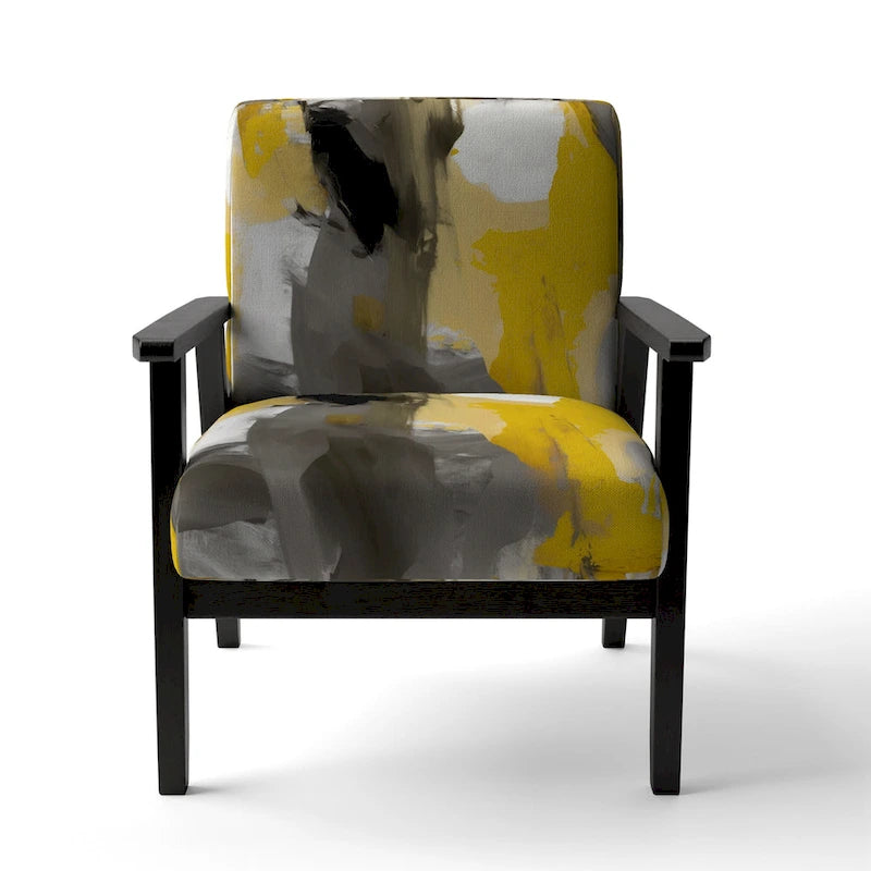 Designart Mustard Yellow And Vivid Gray II Upholstered Abstract Accent Chair and Modern & Contemporary Arm Chair-10