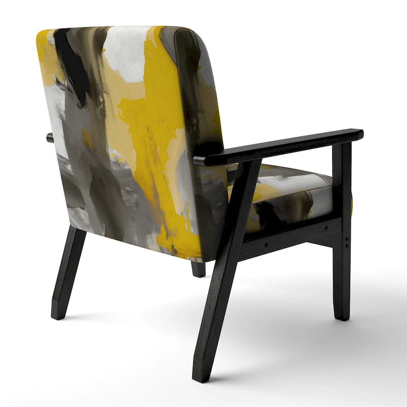 Designart Mustard Yellow And Vivid Gray II Upholstered Abstract Accent Chair and Modern & Contemporary Arm Chair-11