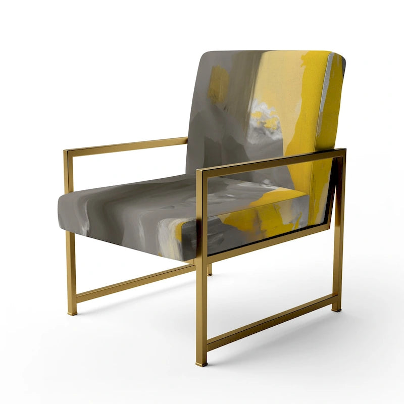 Designart Mustard Yellow And Vivid Gray II Upholstered Abstract Accent Chair and Modern & Contemporary Arm Chair-13