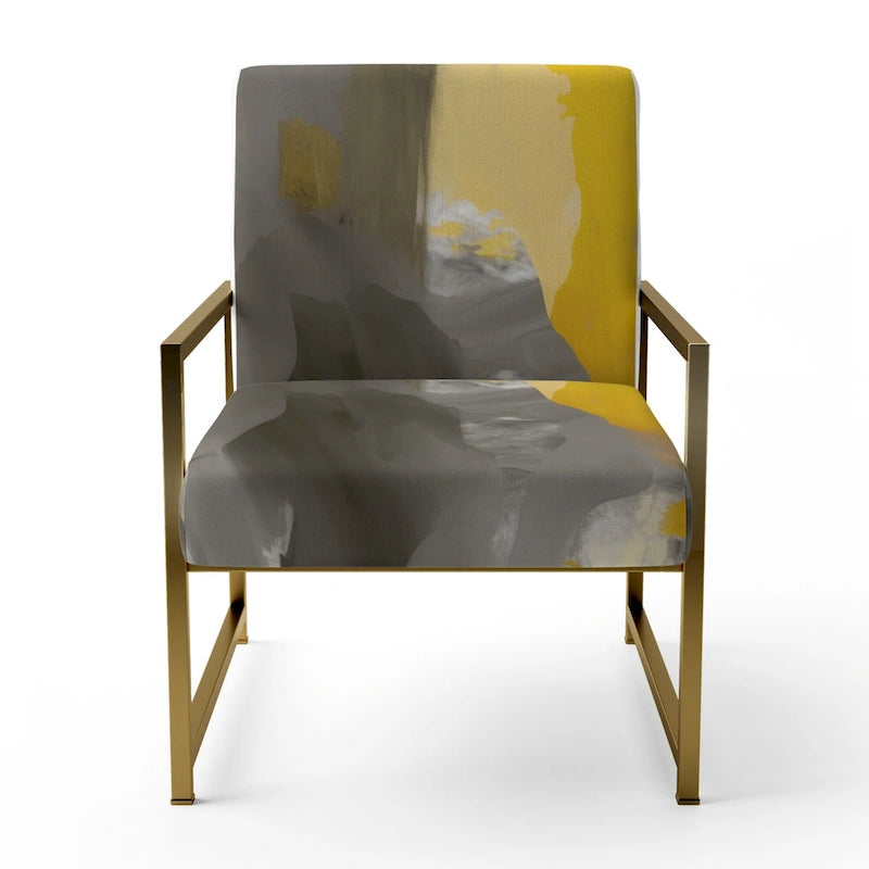 Designart Mustard Yellow And Vivid Gray II Upholstered Abstract Accent Chair and Modern & Contemporary Arm Chair-14