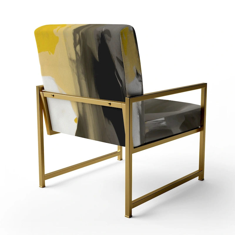 Designart Mustard Yellow And Vivid Gray II Upholstered Abstract Accent Chair and Modern & Contemporary Arm Chair-15