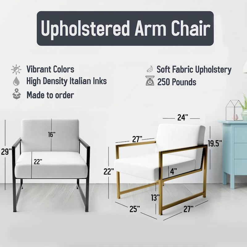 Designart Mustard Yellow And Vivid Gray II Upholstered Abstract Accent Chair and Modern & Contemporary Arm Chair-16