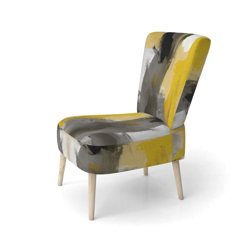 Designart Mustard Yellow And Vivid Gray II Upholstered Abstract Accent Chair and Modern & Contemporary Arm Chair-17