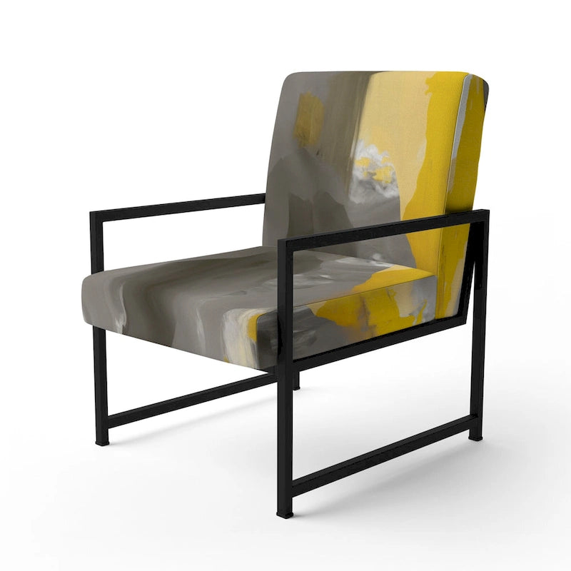 Designart Mustard Yellow And Vivid Gray II Upholstered Abstract Accent Chair and Modern & Contemporary Arm Chair-21