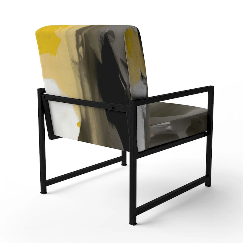 Designart Mustard Yellow And Vivid Gray II Upholstered Abstract Accent Chair and Modern & Contemporary Arm Chair-23