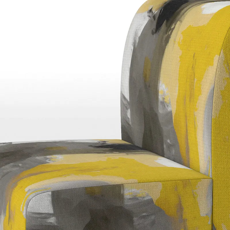 Designart Mustard Yellow And Vivid Gray II Upholstered Abstract Accent Chair and Modern & Contemporary Arm Chair-25