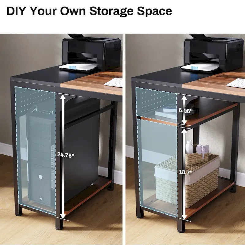 60 L-shaped Computer Desk Home Office Study Writing Desk with Monitor Stand and Storage Shelf-5