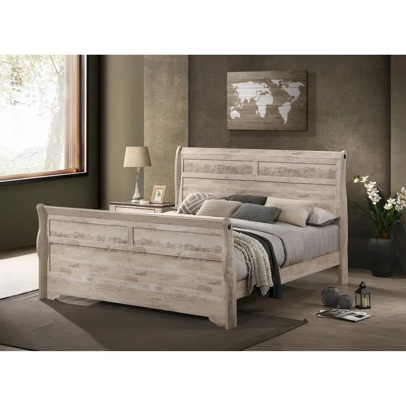 Roundhill Furniture Imerland Contemporary White Wash Finish 3-Piece Bedroom Set-3