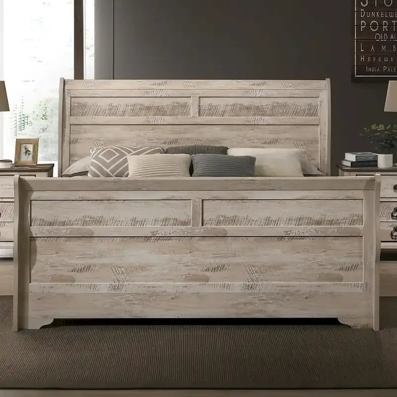 Roundhill Furniture Imerland Contemporary White Wash Finish 3-Piece Bedroom Set-4