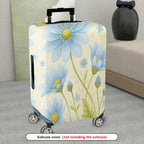 1-Piece Blue Flower Floral Nature Pattern Travel  Suitcase Luggage Cover, Stretch Protective Sleeve