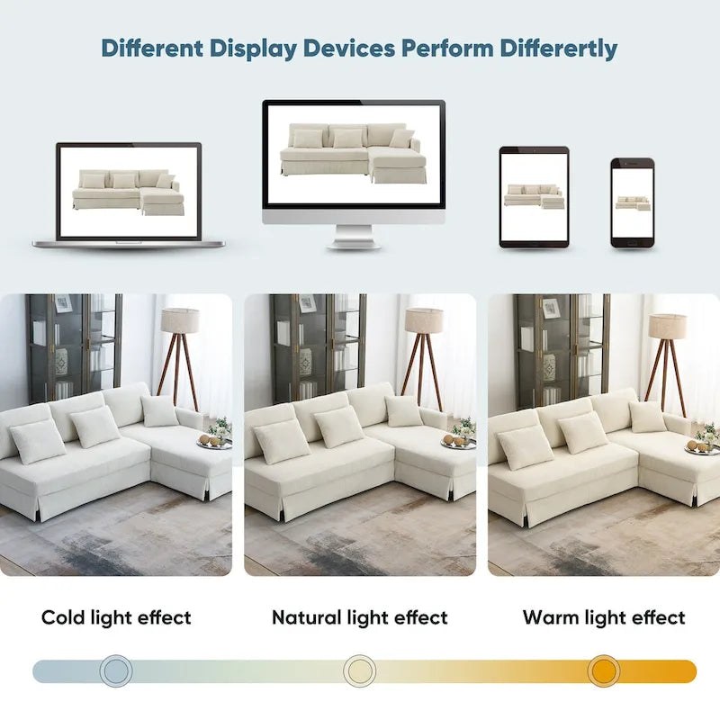 [VIDEO provided][New]87*61Modern L-shaped Corduroy Sofa with Reversible Chaise,4-seat Upholstered Sectional Indoor Furniture,Co-13