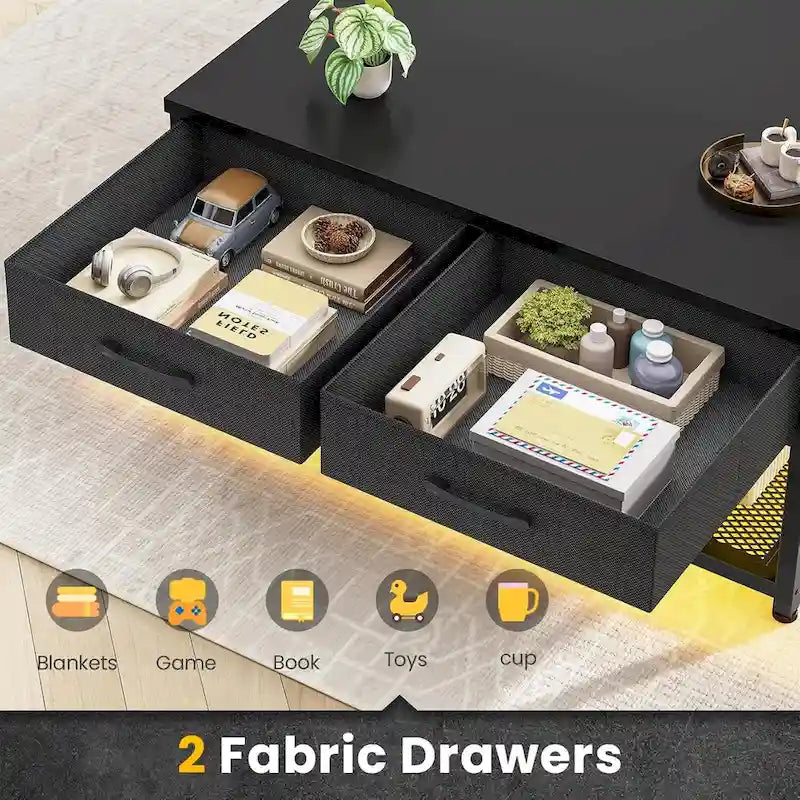 Lift Top Coffee Table Open Storage Shelf & Hidden Classified Storage-28