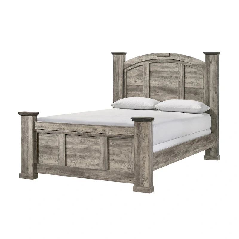 Aimon 5 Piece Gray Rustic Panel Bedroom Set-2