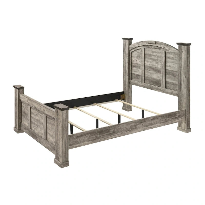 Aimon 5 Piece Gray Rustic Panel Bedroom Set-3