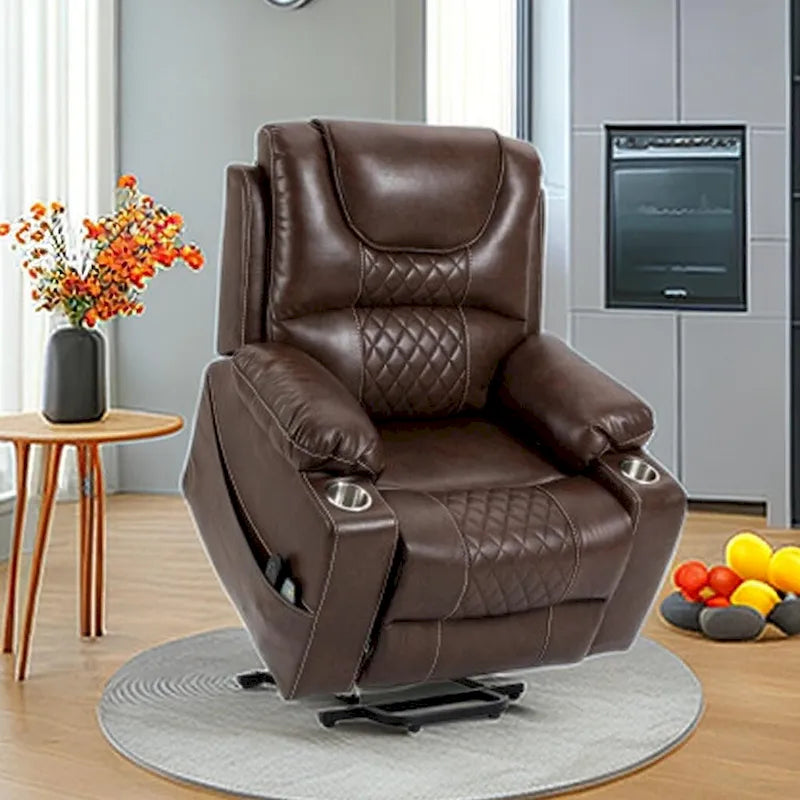 Power Lift Recliner Chair PU Leather with Massage and Heating Reclining Chair for Elderly