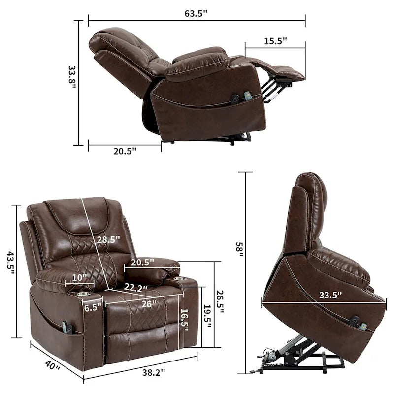 Power Lift Recliner Chair PU Leather with Massage and Heating Reclining Chair for Elderly-4
