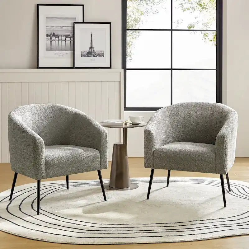 Hal Modern Boucle Armchair with Metal Legs Set of 2 by HULALA HOME-21