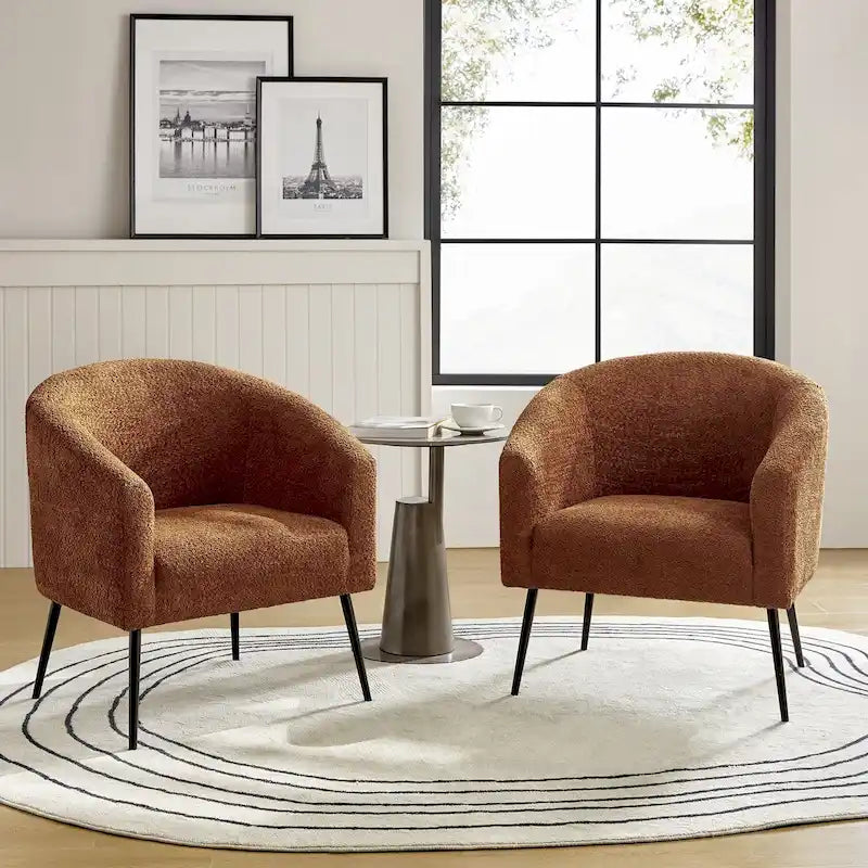 Hal Modern Boucle Armchair with Metal Legs Set of 2 by HULALA HOME-25