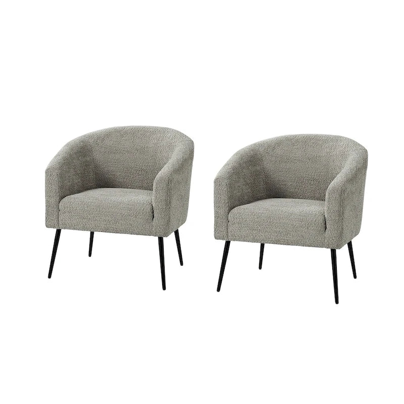 Hal Modern Boucle Armchair with Metal Legs Set of 2 by HULALA HOME-2
