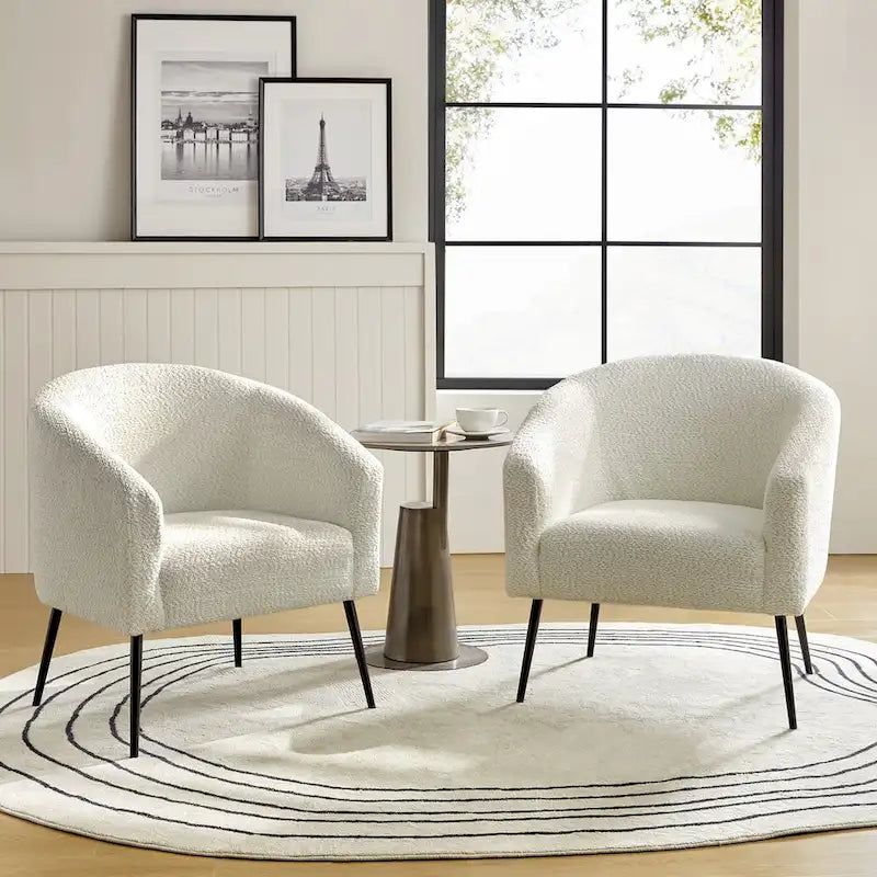 Hal Modern Boucle Armchair with Metal Legs Set of 2 by HULALA HOME-3