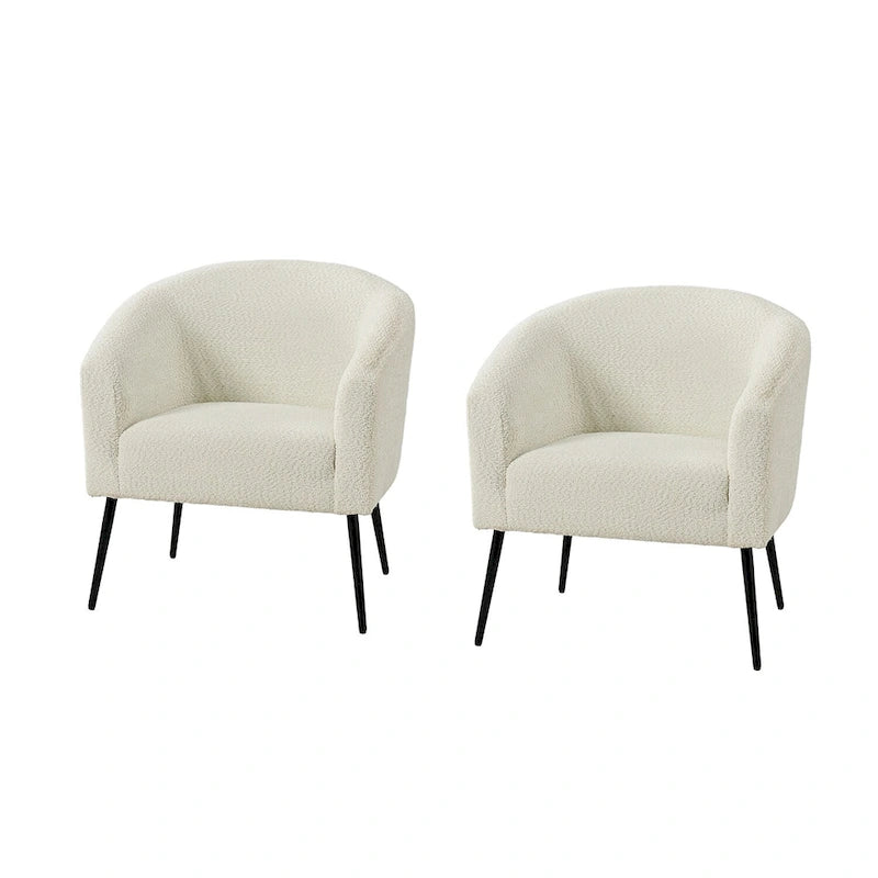 Hal Modern Boucle Armchair with Metal Legs Set of 2 by HULALA HOME-4