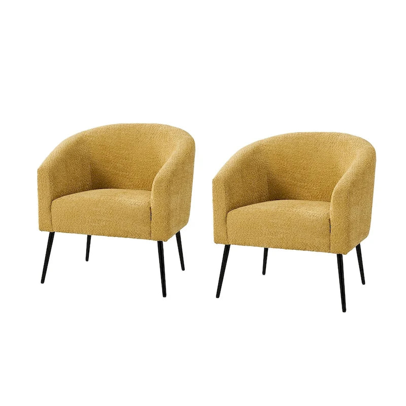 Hal Modern Boucle Armchair with Metal Legs Set of 2 by HULALA HOME-8