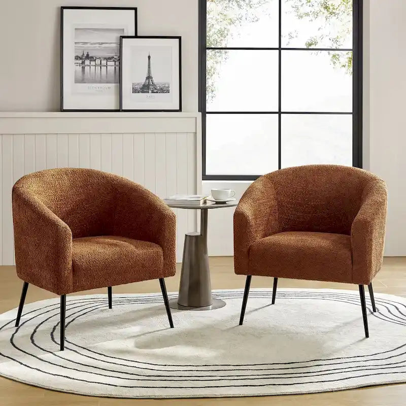 Hal Modern Boucle Armchair with Metal Legs Set of 2 by HULALA HOME-13