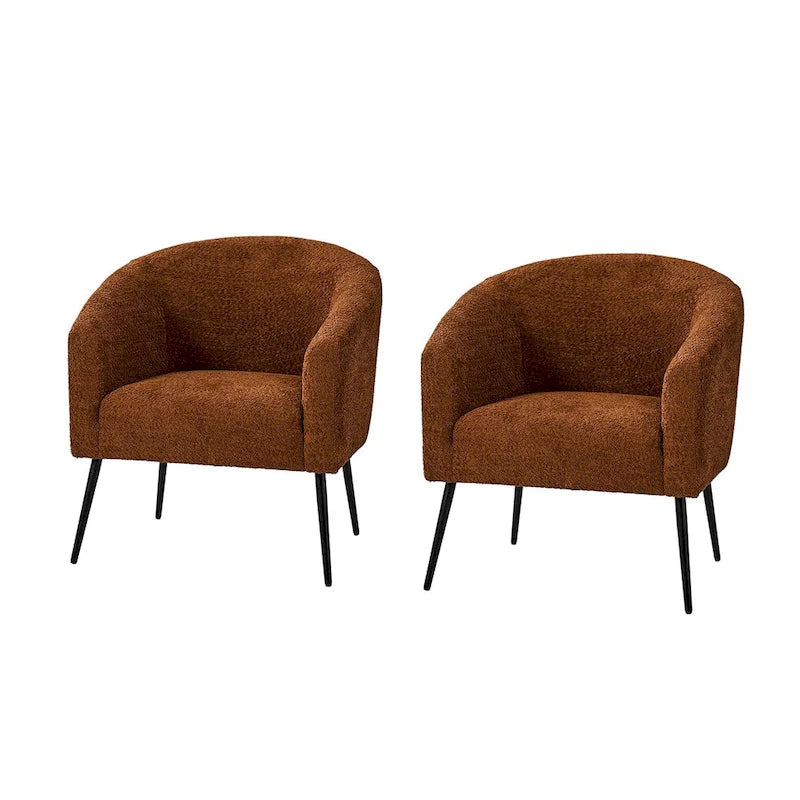 Hal Modern Boucle Armchair with Metal Legs Set of 2 by HULALA HOME-14