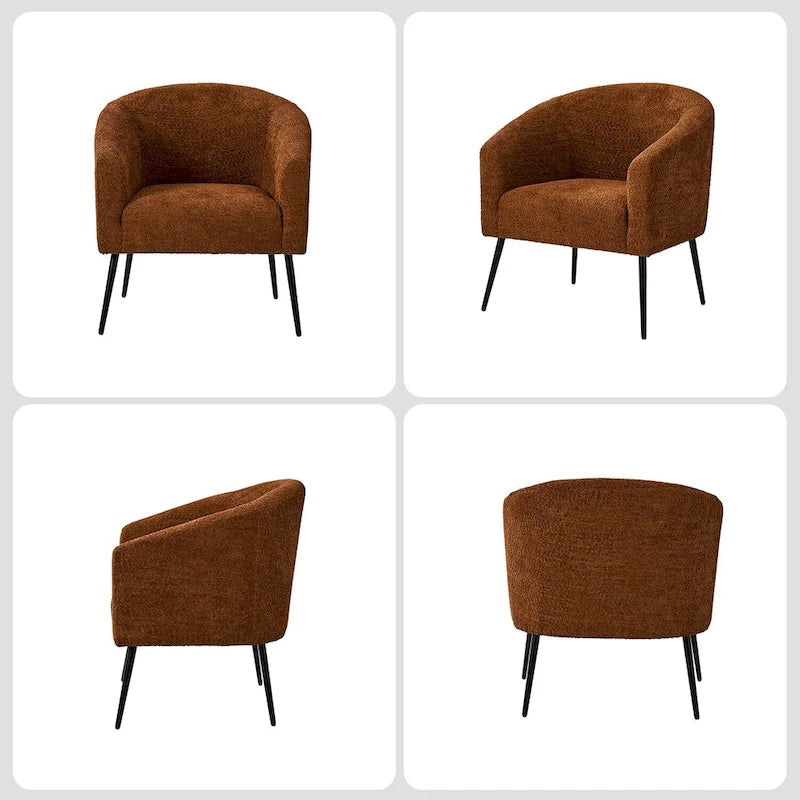 Hal Modern Boucle Armchair with Metal Legs Set of 2 by HULALA HOME-15