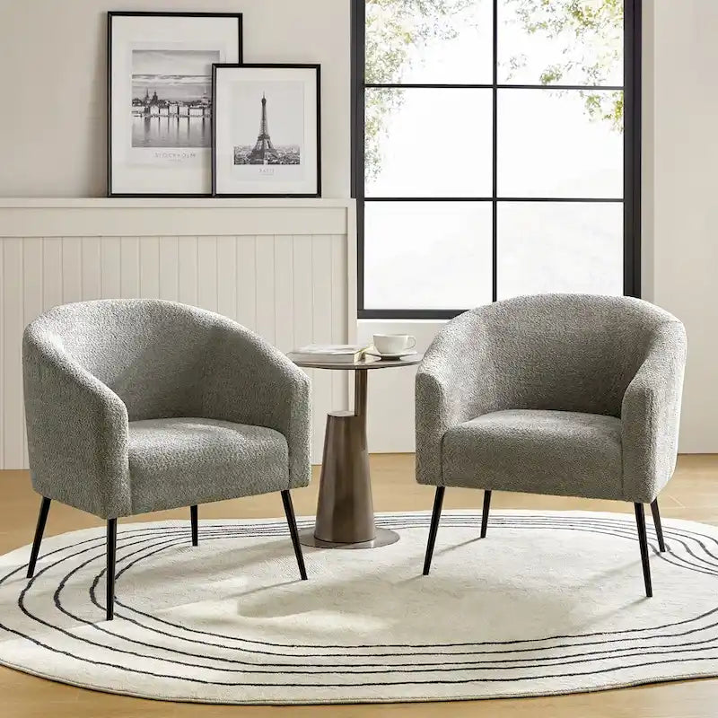 Hal Modern Boucle Armchair with Metal Legs Set of 2 by HULALA HOME-17