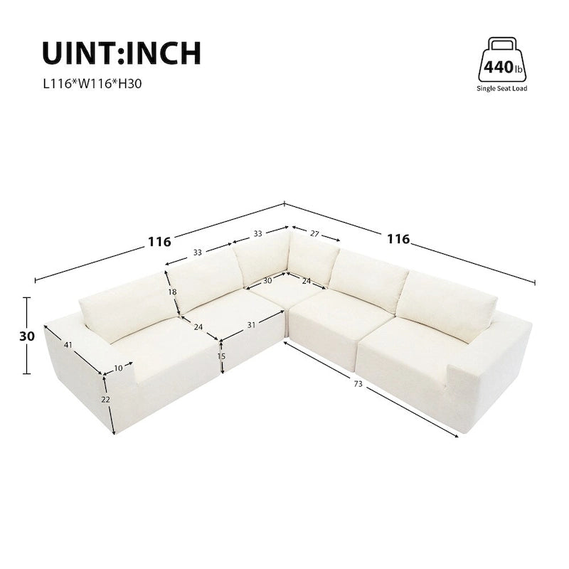 Modular L Shaped Sectional Sofa,Floor Couch Set,Upholstered Furniture