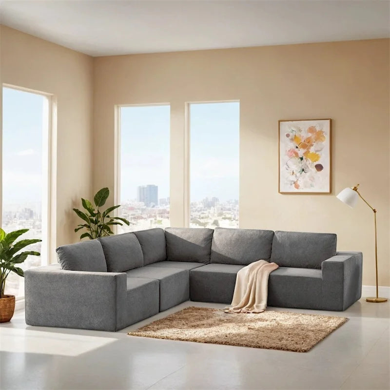 Modular L Shaped Sectional Sofa,Floor Couch Set,Upholstered Furniture-3