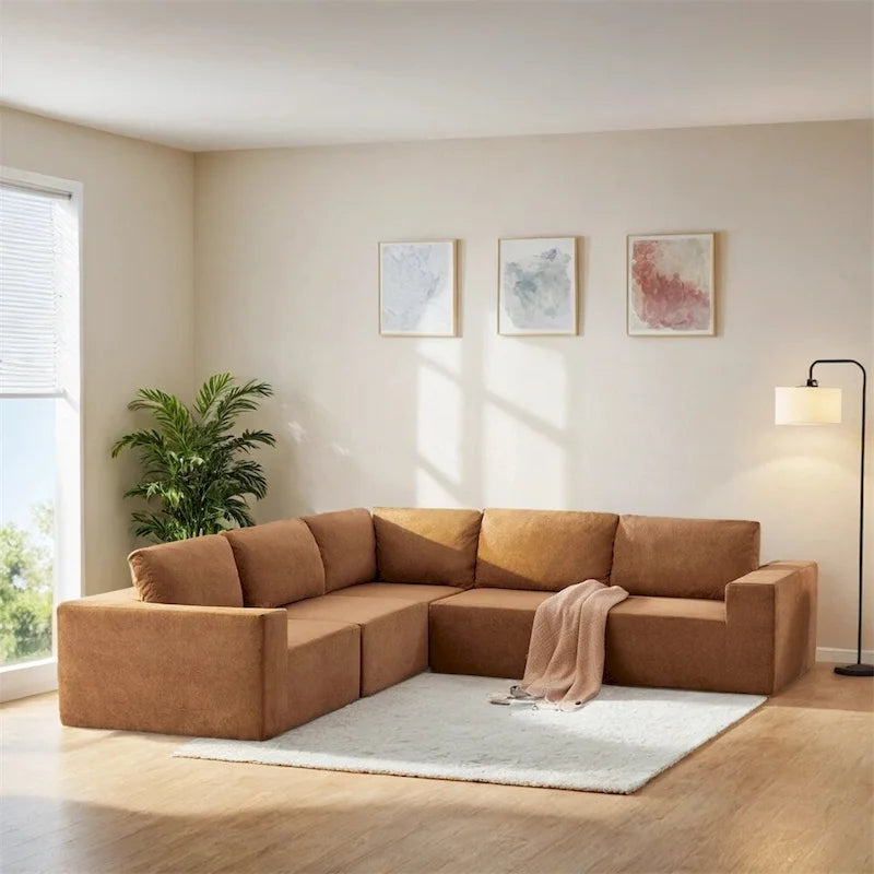 Modular L Shaped Sectional Sofa,Floor Couch Set,Upholstered Furniture-4