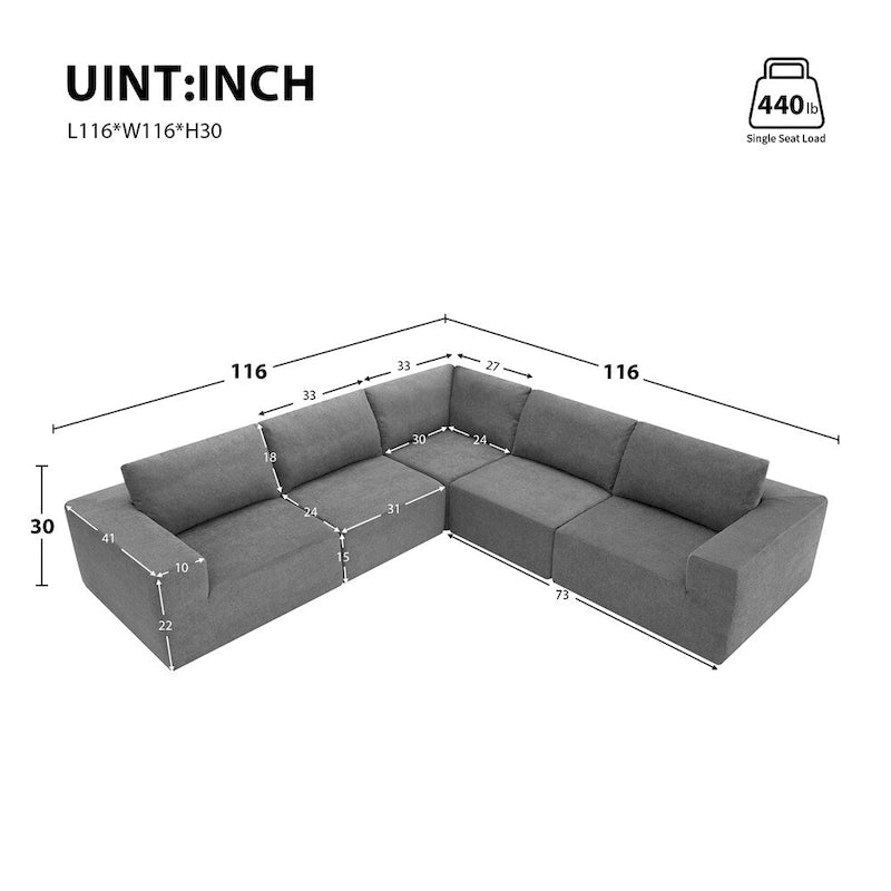 Modular L Shaped Sectional Sofa,Floor Couch Set,Upholstered Furniture-5