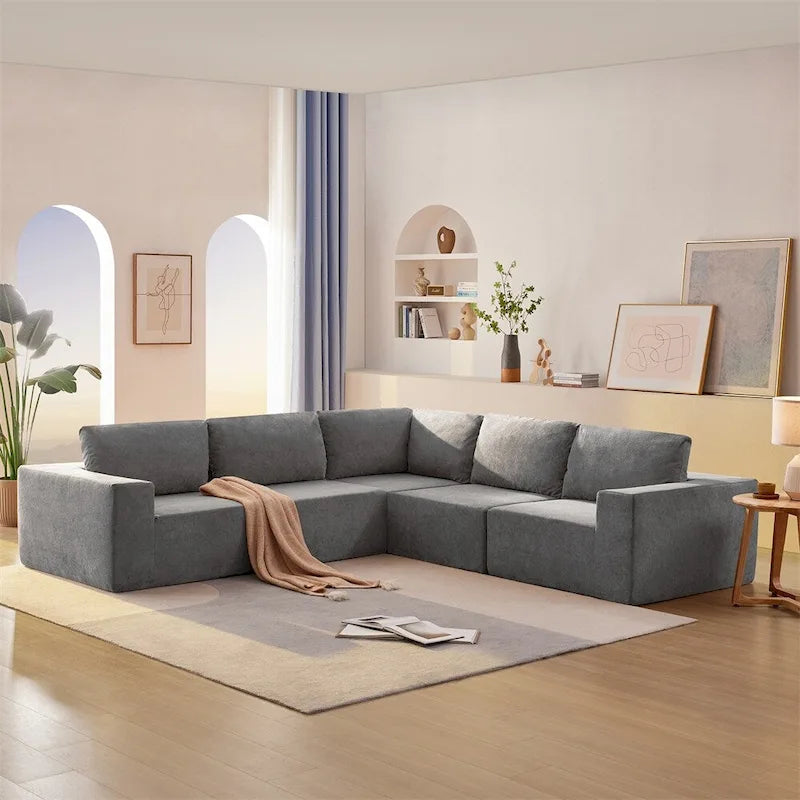 Modular L Shaped Sectional Sofa,Floor Couch Set,Upholstered Furniture-6