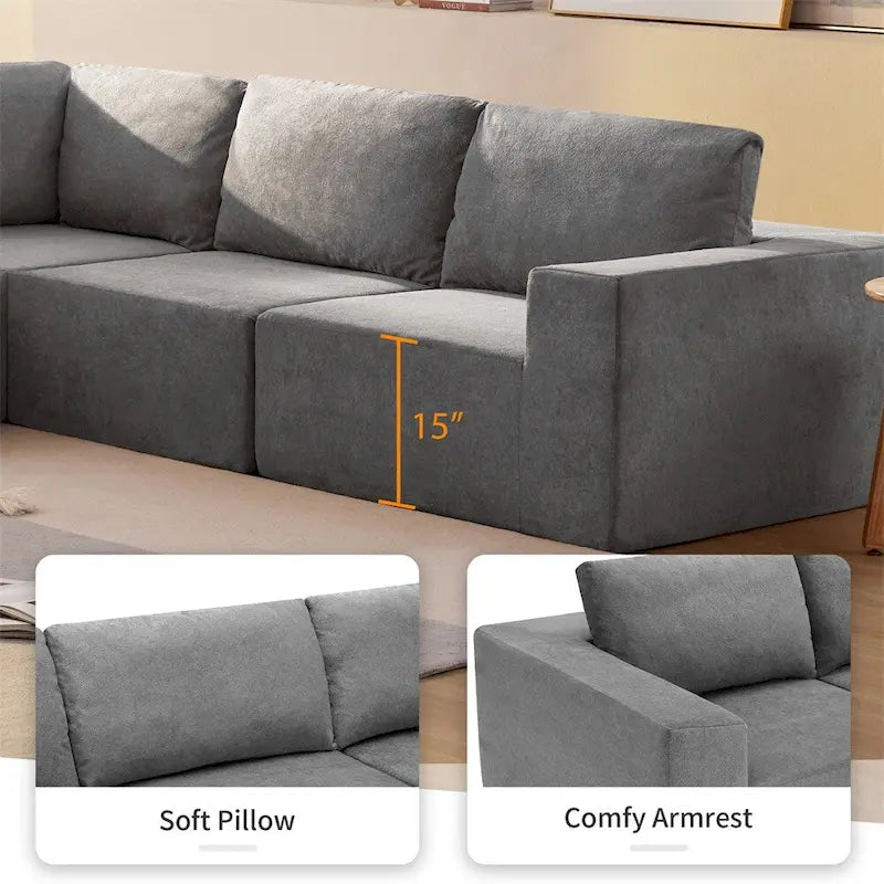 Modular L Shaped Sectional Sofa,Floor Couch Set,Upholstered Furniture-8
