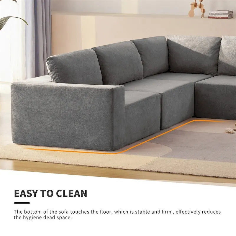 Modular L Shaped Sectional Sofa,Floor Couch Set,Upholstered Furniture-10