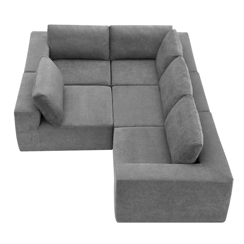 Modular L Shaped Sectional Sofa,Floor Couch Set,Upholstered Furniture-15