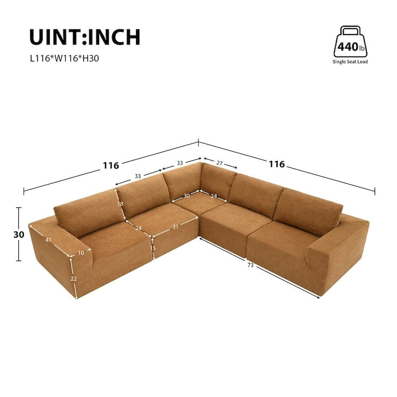 Modular L Shaped Sectional Sofa,Floor Couch Set,Upholstered Furniture-16