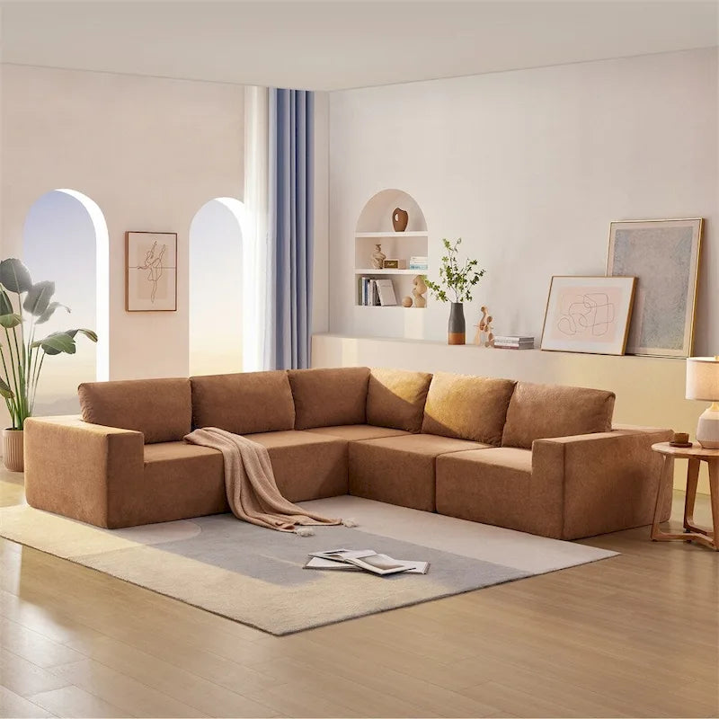 Modular L Shaped Sectional Sofa,Floor Couch Set,Upholstered Furniture-17