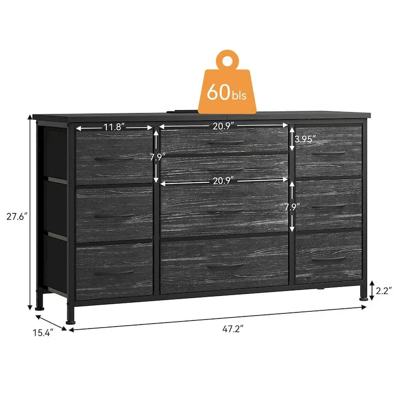Bedroom Dresser with 10 Large Drawers for 55 Long TV Stand - 55 inches-2