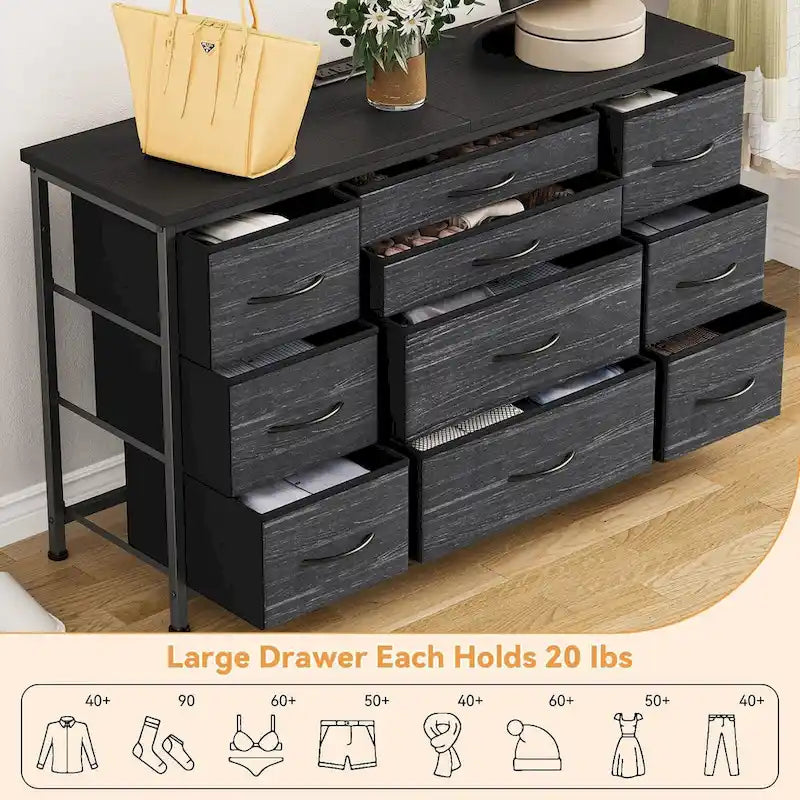 Bedroom Dresser with 10 Large Drawers for 55 Long TV Stand - 55 inches-5
